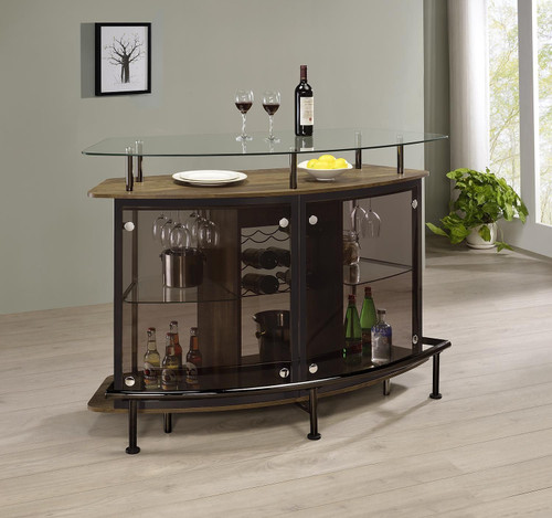 Gideon Crescent Shaped Glass Top Bar Unit with Drawer / CS-182236