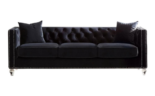 Delilah Upholstered Tufted Tuxedo Arm Sofa Black / CS-509361