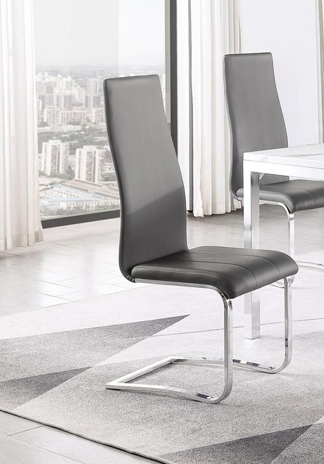 Montclair Upholstered High Back Side Chairs Grey and Chrome (Set of 4) / CS-100515GRY