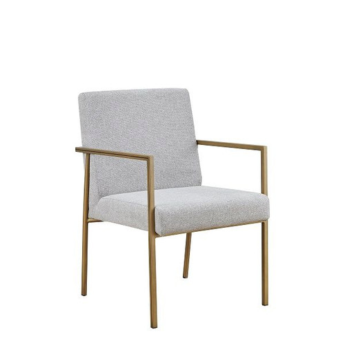 Modrest Burnham - Modern Light Grey & Brass Arm Dining Chair / VGGA-6960CH-1-WHT-B-DC