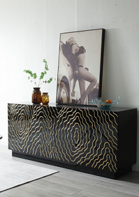 Modrest Jonah- Modern Black and Gold Buffet / VGVC-G2199-BLK