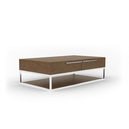 Modrest Heloise - Modern Walnut and Stainless Steel Coffee Table / VGBB-MK1502-CT