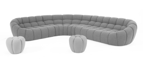 Divani Casa Yolonda - Modern Light Grey Curved Sectional Sofa / VGEV-2126B-LGRY-SECT