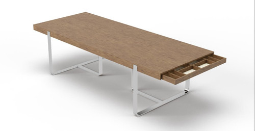 Modrest Pauline- Modern Walnut and Stainless Steel Dining Table / VGBB-MI2203T-WAL-DT