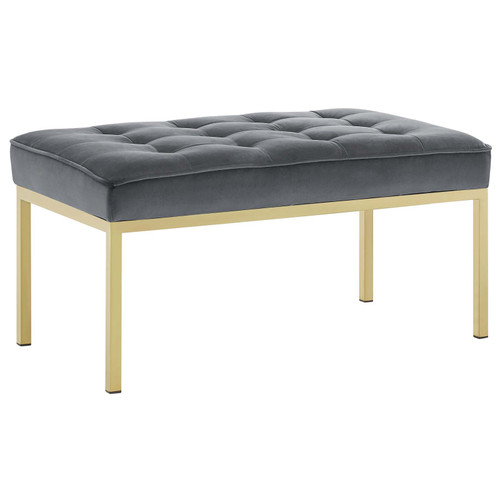 Loft Gold Stainless Steel Leg Medium Performance Velvet Bench / EEI-3402
