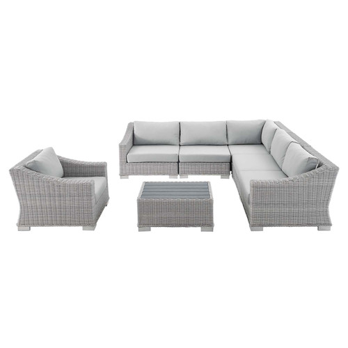 Conway Sunbrella® Outdoor Patio Wicker Rattan 7-Piece Sectional Sofa Set / EEI-4362