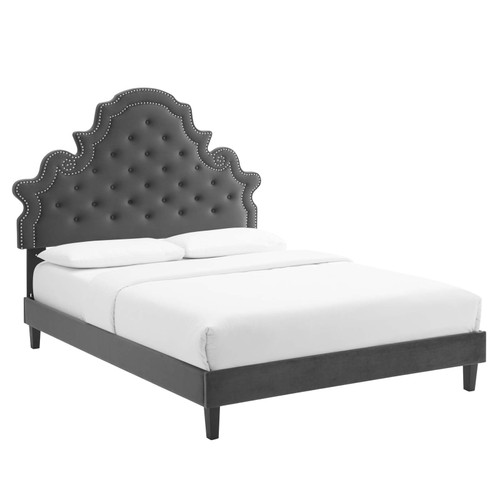 Gwyneth Tufted Performance Velvet Queen Platform Bed / MOD-6753