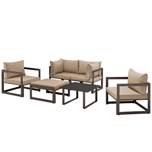 Fortuna 6 Piece Outdoor Patio Sectional Sofa Set / EEI-1723