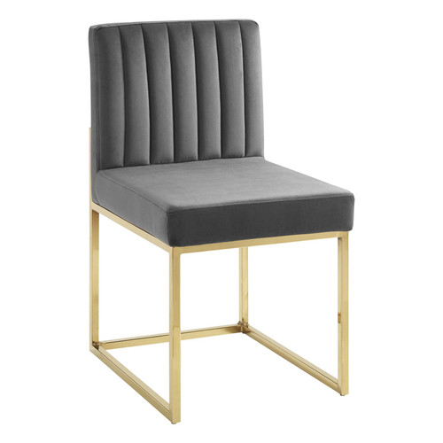 Carriage Channel Tufted Sled Base Performance Velvet Dining Chair / EEI-3806
