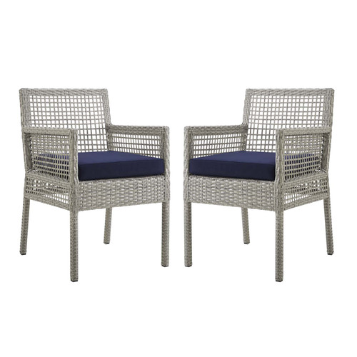 Aura Outdoor Patio Wicker Rattan Dining Armchair Set of 2 / EEI-3561