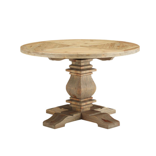 Column 47" Round Pine Wood Dining Table / EEI-3491