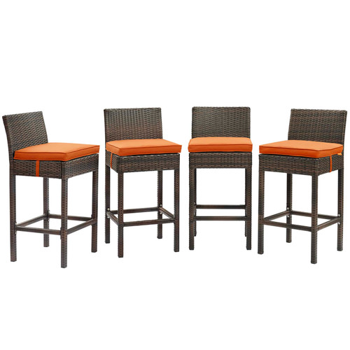 Conduit Bar Stool Outdoor Patio Wicker Rattan Set of 4 / EEI-3601