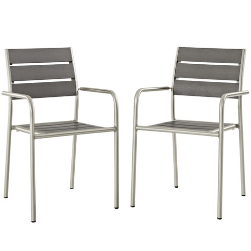 Shore Outdoor Patio Aluminum Dining Rounded Armchair Set of 2 / EEI-3203