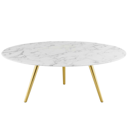Lippa 40" Round Artificial Marble Coffee Table with Tripod Base / EEI-3672