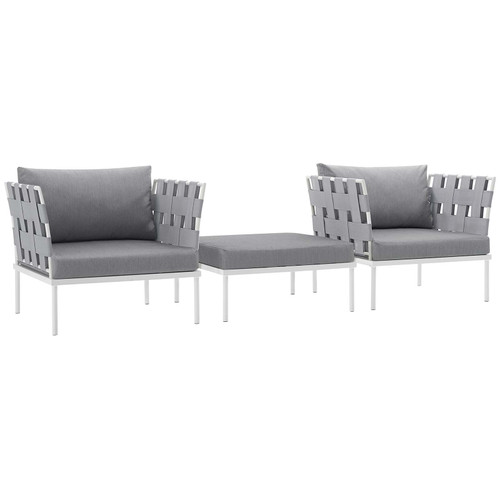 Harmony 3 Piece Outdoor Patio Aluminum Sectional Sofa Set / EEI-2618