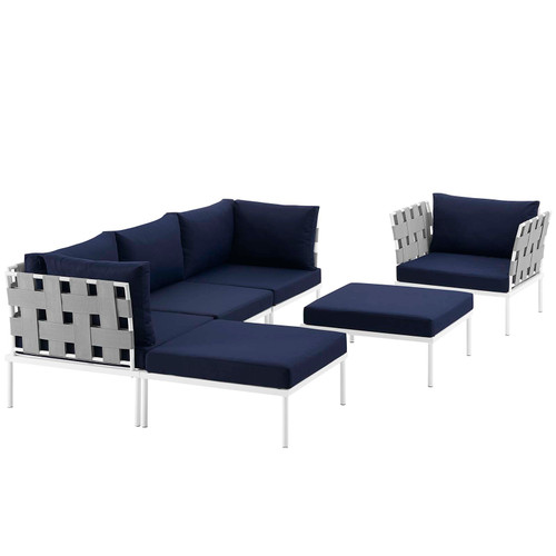 Harmony 6 Piece Outdoor Patio Aluminum Sectional Sofa Set / EEI-2626