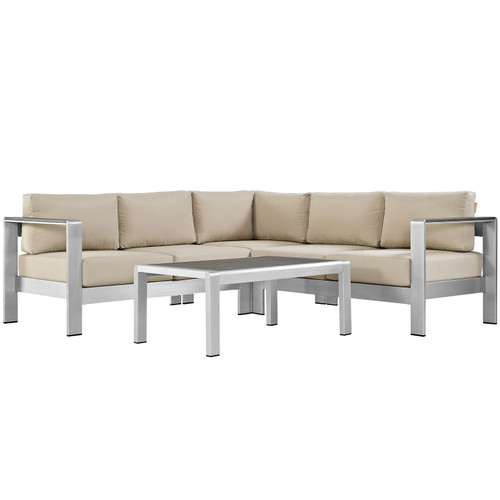 Shore 4 Piece Outdoor Patio Aluminum Sectional Sofa Set / EEI-2559