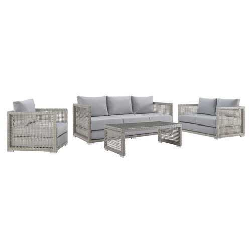 Aura 4 Piece Outdoor Patio Wicker Rattan Set / EEI-3596