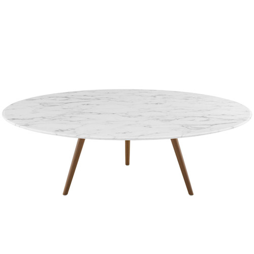 Lippa 48" Round Artificial Marble Coffee Table with Tripod Base / EEI-3669