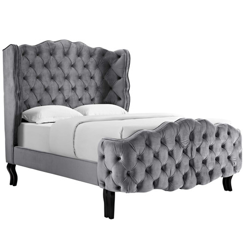 Violette Queen Tufted Wingback Performance Velvet Platform Bed / MOD-5804