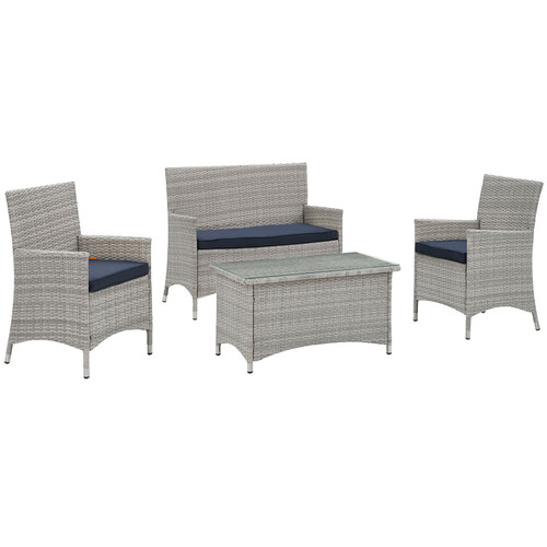 Bridge 4 Piece Outdoor Patio Patio Conversation Set / EEI-2212