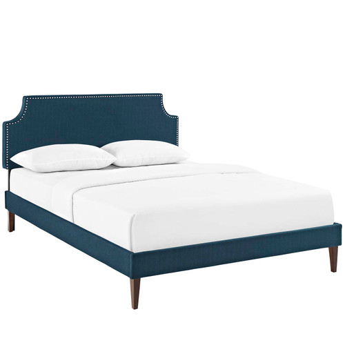 Corene King Fabric Platform Bed with Squared Tapered Legs / MOD-5957