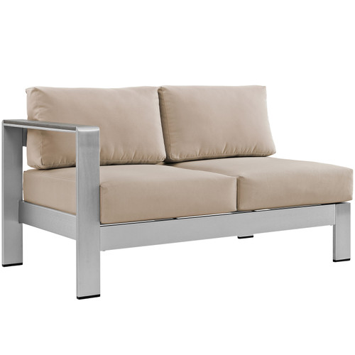 Shore Left-Arm Corner Sectional Outdoor Patio Aluminum Loveseat / EEI-2265