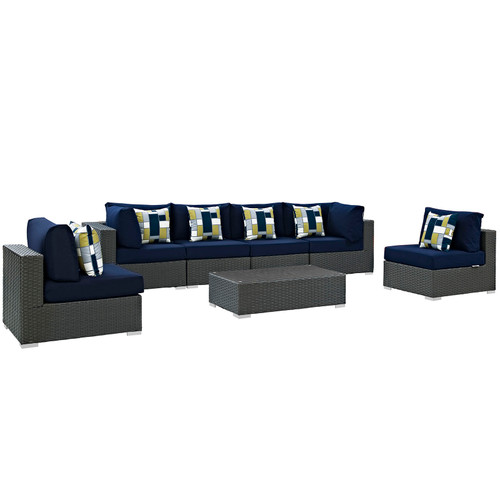 Sojourn 7 Piece Outdoor Patio Sunbrella® Sectional Set / EEI-2379