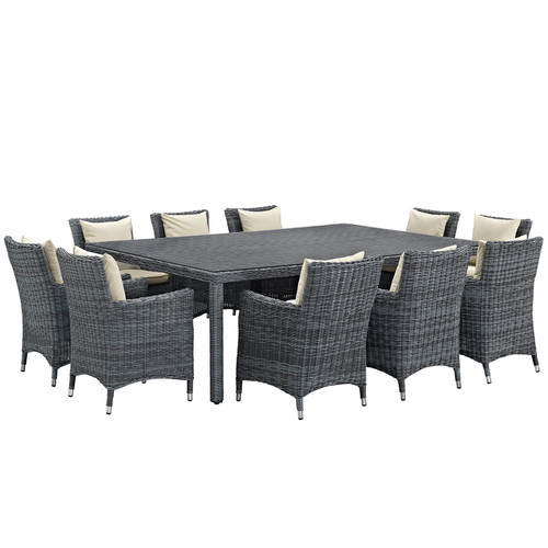 Summon 11 Piece Outdoor Patio Sunbrella® Dining Set / EEI-2333