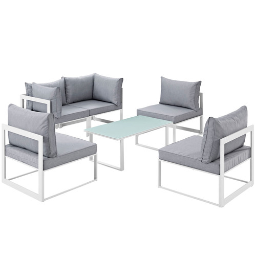 Fortuna 6 Piece Outdoor Patio Sectional Sofa Set / EEI-1726