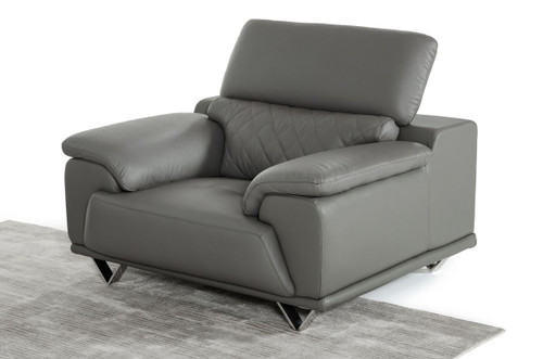 Divani Casa Wolford Modern Grey Leather Chair / VGBNSBL-9210-GRY-CH