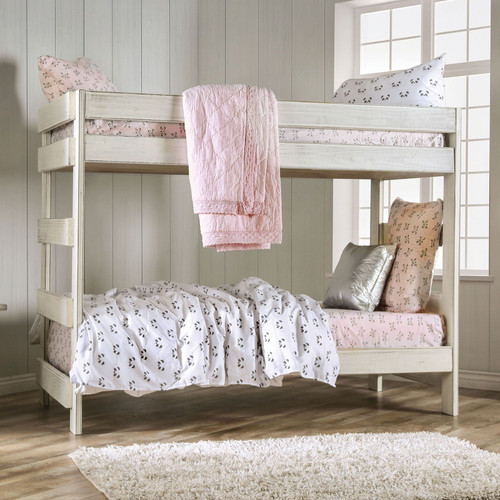 ARLETTE T/T Bunk Bed w/ 2 Slat Kits (*Mattress Ready) / AM-BK100WH-BED-SLAT
