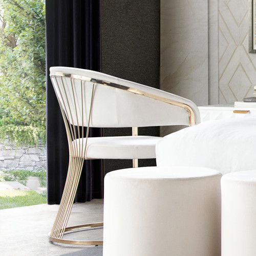 Solstice Dining Chair in Cream Velvet w/ Polished Gold Metal Frame / SOLSTICEDCCM1PK