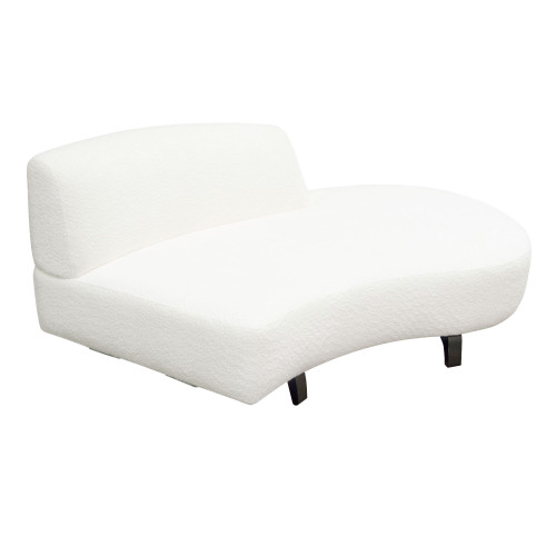 Vesper Curved Armless Right Chaise in Faux White Shearling w/ Black Wood Leg Base / VESPERRCWH