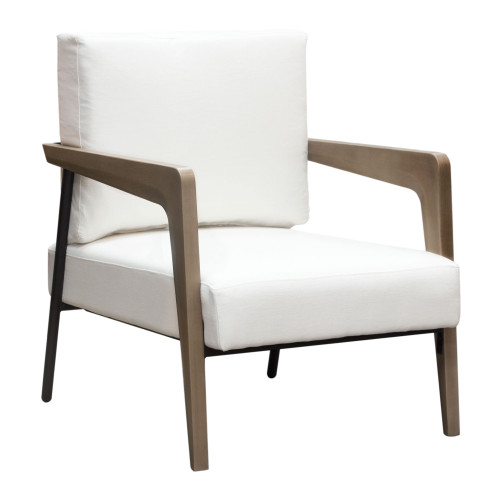 Blair Accent Chair in White Fabric with Curved Wood Leg Detail / BLAIRCHWH