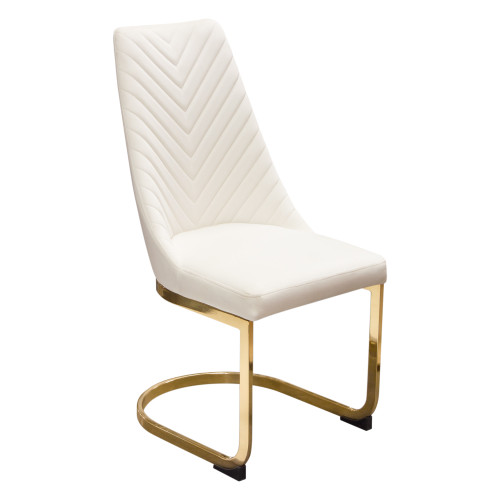 Vogue Set of (2) Dining Chairs in Cream Velvet with Polished Gold Metal Base / VOGUE2DCCM2PK