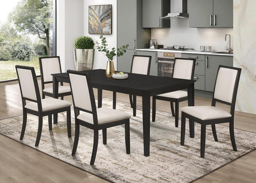 Louise 7-piece Rectangular Dining Set Black and Cream / CS-101561-S7