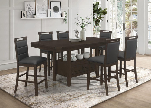Prentiss 5-piece Rectangular Counter Height Dining Set with Butterfly Leaf Cappuccino / CS-193108-S7