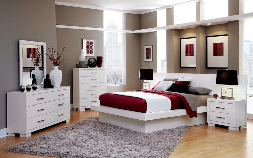 Jessica 5-piece California King LED Bedroom Set Cream White / CS-202990KW-S5P