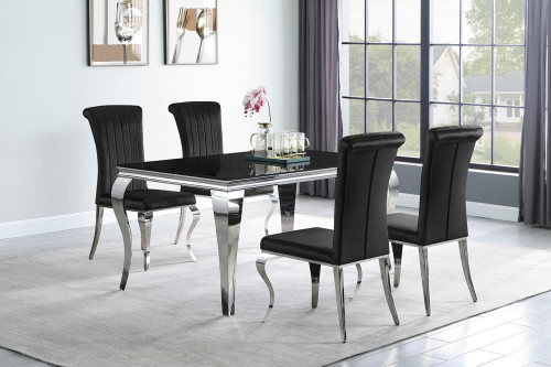 Carone 5-piece 61" Rectangular Dining Set Black and Chrome / CS-105071-S5