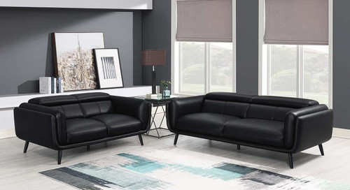 Shania 2-piece Track Arms Living Room Set Black / CS-509921-S2