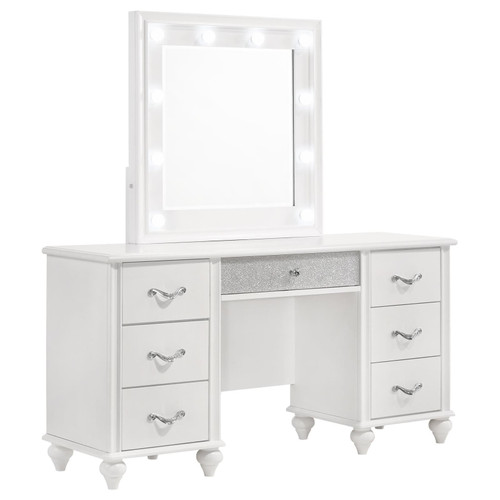 Barzini 7-drawer Vanity Set with Lighting White / CS-205897