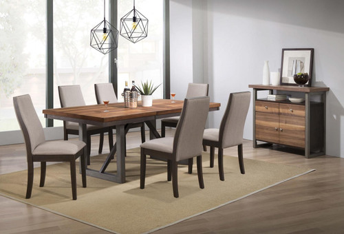 Spring Creek 7-piece Dining Room Set Natural Walnut and Chocolate Brown / CS-106581-S7