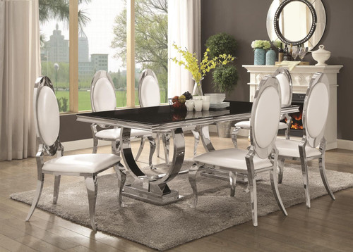 Antoine 7-piece Rectangular Dining Set Creamy White and Chrome / CS-107871-S7