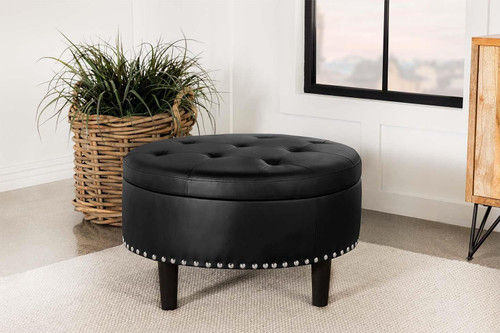 Jace Upholstered Tufted Storage Ottoman Black / CS-914144