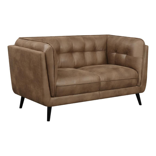 Thatcher Upholstered Button Tufted Loveseat Brown / CS-509422