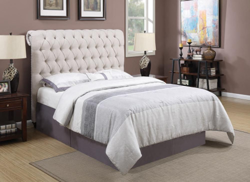 Devon Tufted Upholstered California King Headboard Beige / CS-300525KWB1