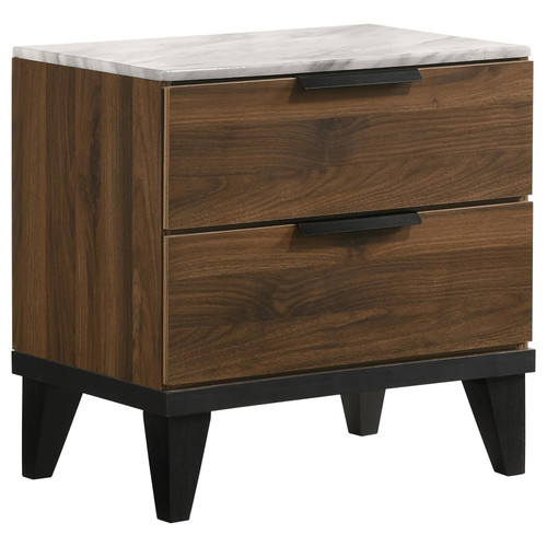 Mays 2-drawer Nightstand Walnut Brown with Faux Marble Top / CS-215962