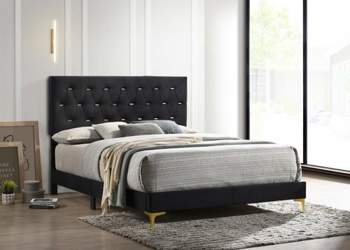 Kendall Upholstered Eastern King Panel Bed Black / CS-224451KE