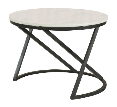 Miguel Round Accent Table with Marble Top White and Black / CS-931227